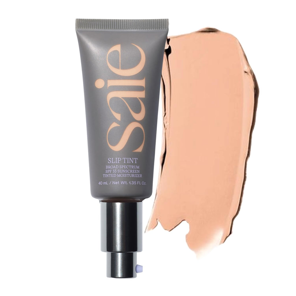 Saie Slip Tint Tinted Moisturizer with SPF 35 - Light Coverage, Glowy Skin Tint & Mineral Sunscreen for Face with Hydrating Hyaluronic Acid - Summer Makeup Essential - Shade Five (1.35 oz)