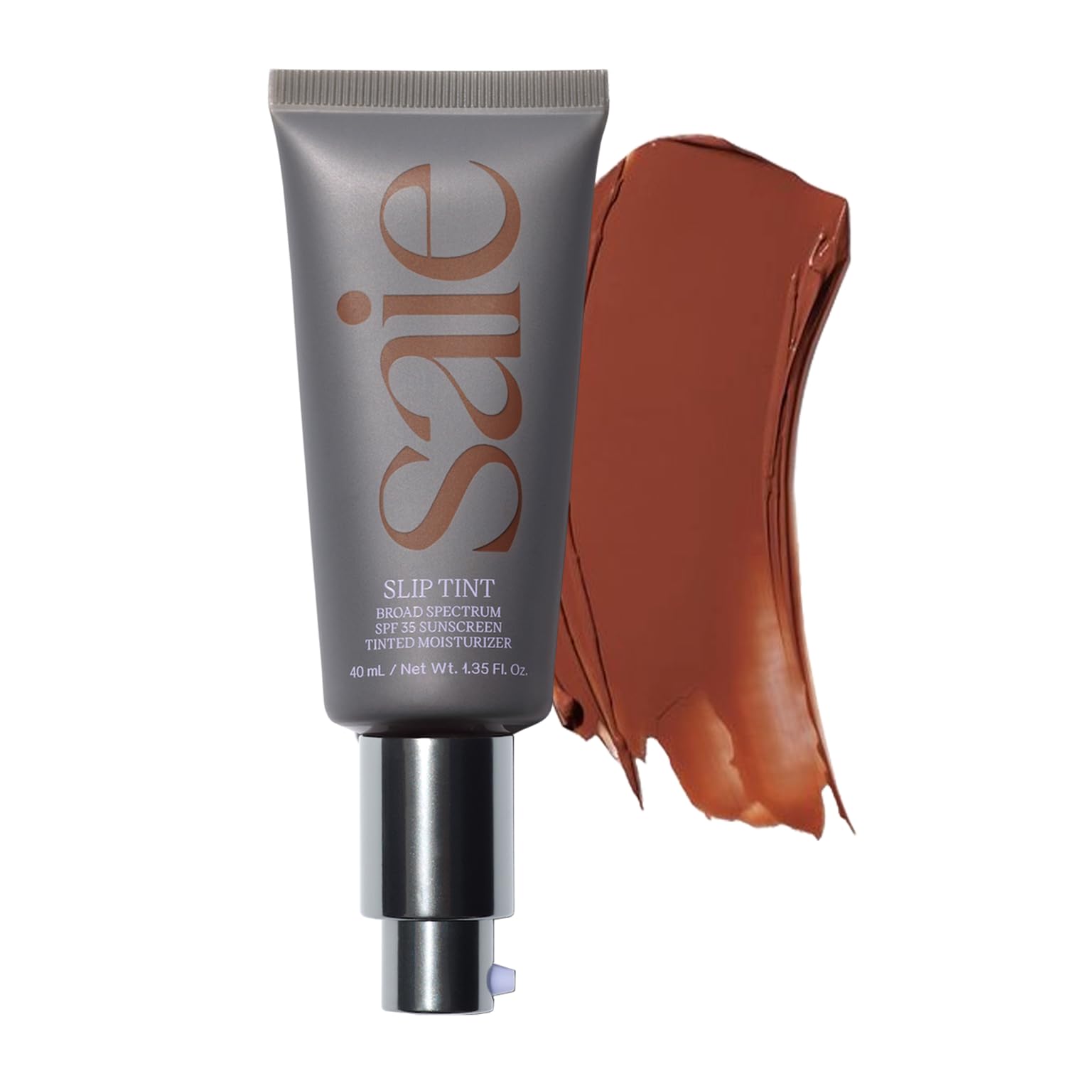 Saie Slip Tint Tinted Moisturizer with SPF 35 - Light Coverage, Glowy Skin Tint & Mineral Sunscreen for Face with Hydrating Hyaluronic Acid - Summer Makeup Essential - Shade Five (1.35 oz)