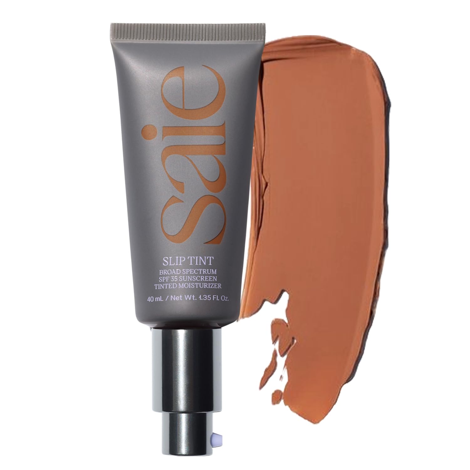 Saie Slip Tint Tinted Moisturizer with SPF 35 - Light Coverage, Glowy Skin Tint & Mineral Sunscreen for Face with Hydrating Hyaluronic Acid - Summer Makeup Essential - Shade Five (1.35 oz)