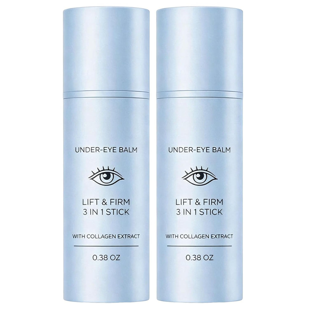Korean Under Eye Balm, 3 in1 Lift & Firm Multi Cream With Collagen Extract, Hydrating, Smoothing, and Refreshing Eye Care Stick for Dark Circles, Puffiness, and Fine Lines, 0.38 oz (2PCS)