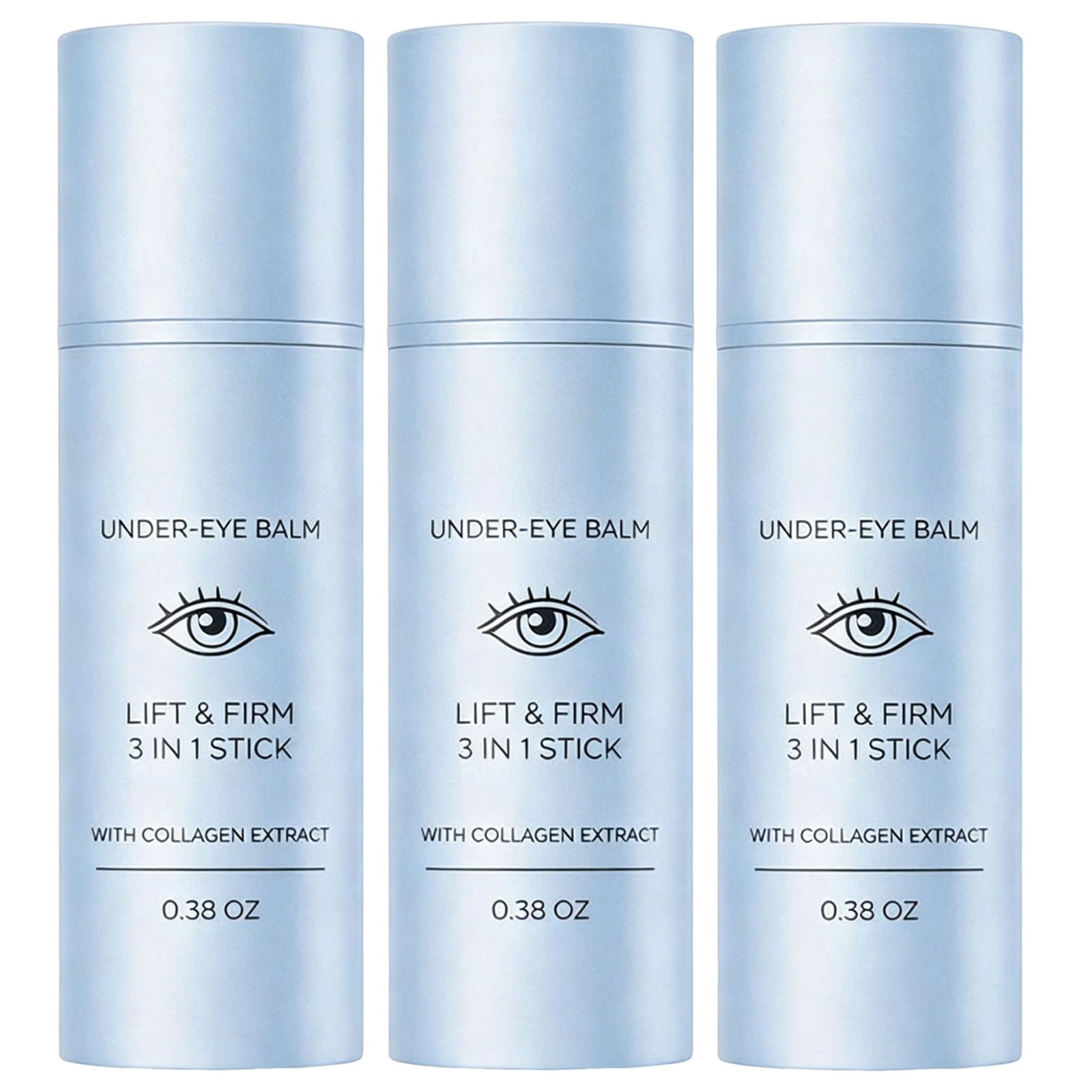 Korean Under Eye Balm, 3 in1 Lift & Firm Multi Cream With Collagen Extract, Hydrating, Smoothing, and Refreshing Eye Care Stick for Dark Circles, Puffiness, and Fine Lines, 0.38 oz (2PCS)