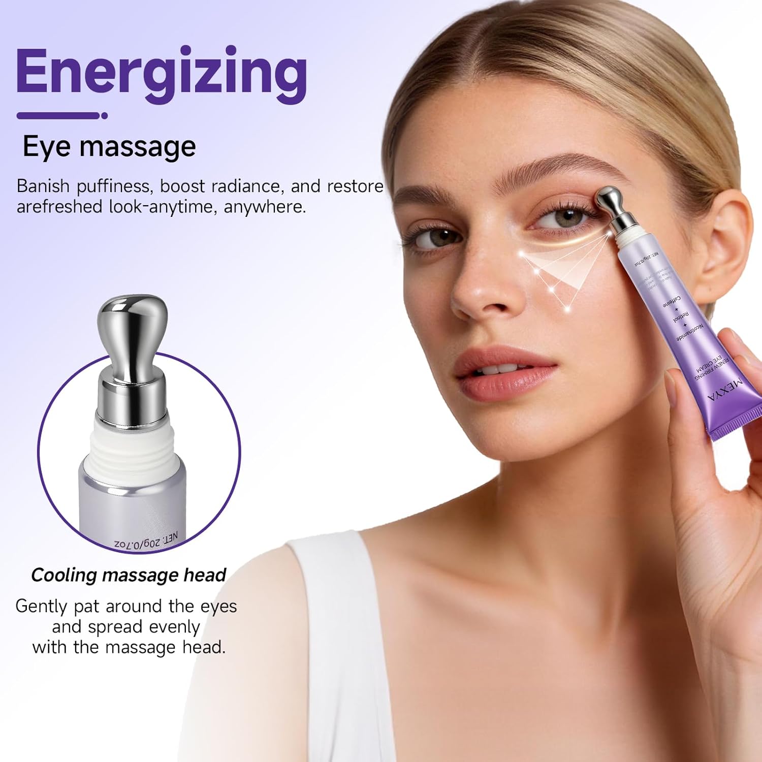 Retinol & Caffeine Eye Cream - Dark Circle Treatment & Under Eye Brightener, 0.7oz Anti-Aging Formula for Wrinkles, Puffiness, Bags